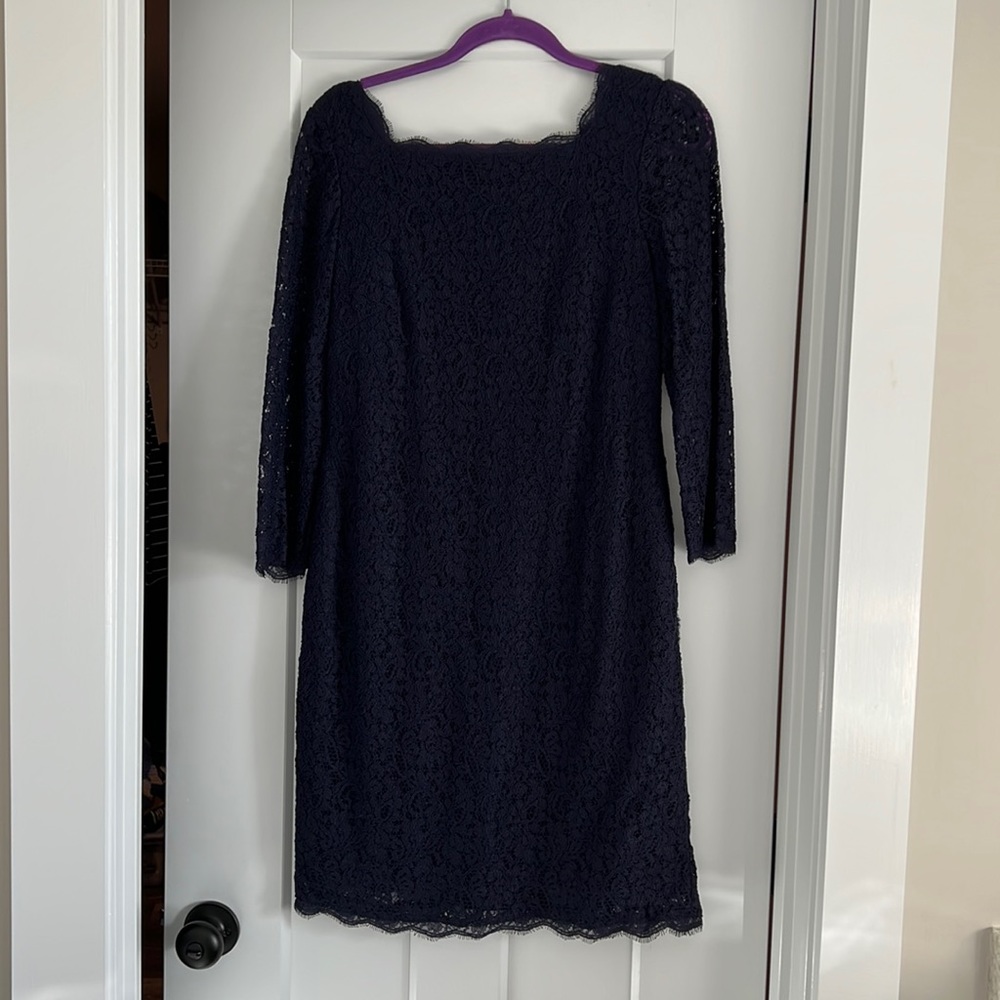 Adrianna Papell Women's Lace Sheath Dress, size 12, Navy